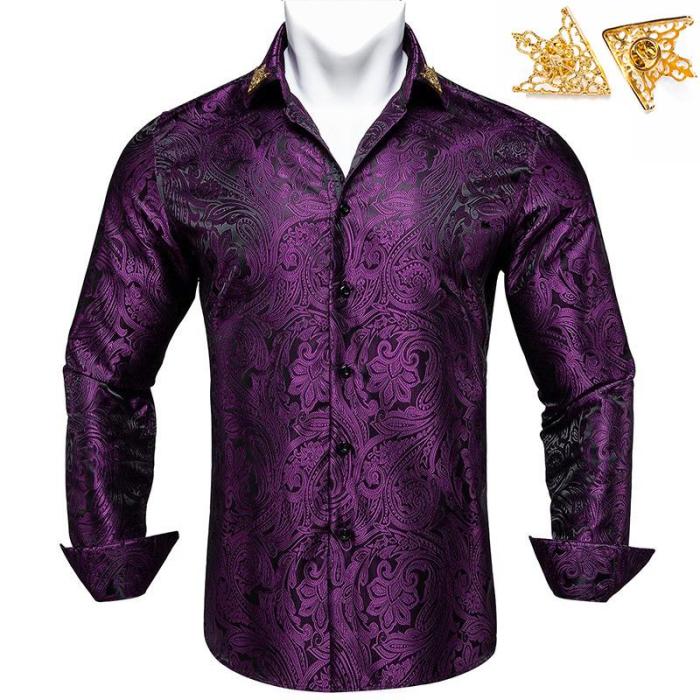 Long sleeve mens purple dress shirt