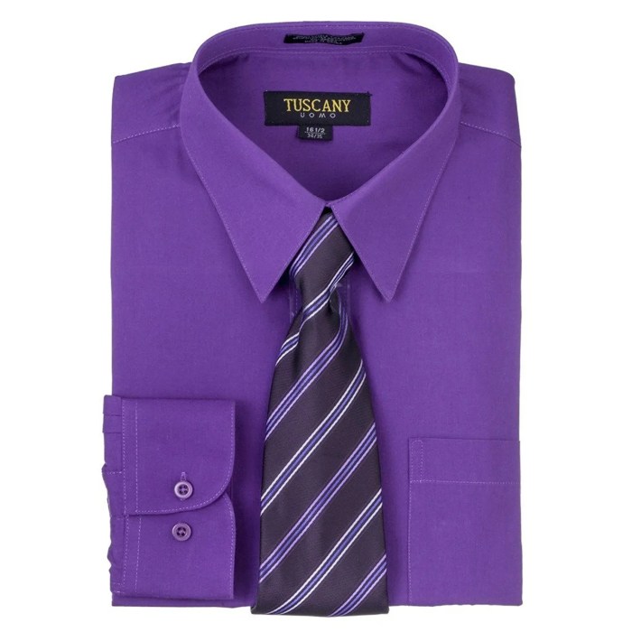 Long sleeve mens purple dress shirt