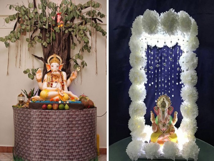 How to make mountain for ganpati decoration