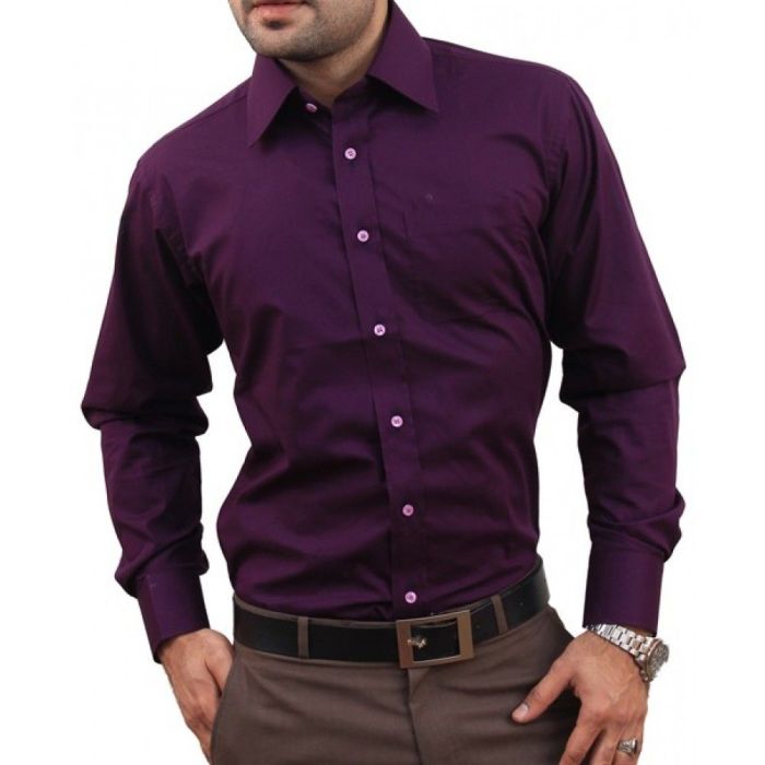 Dark purple dress shirt for men