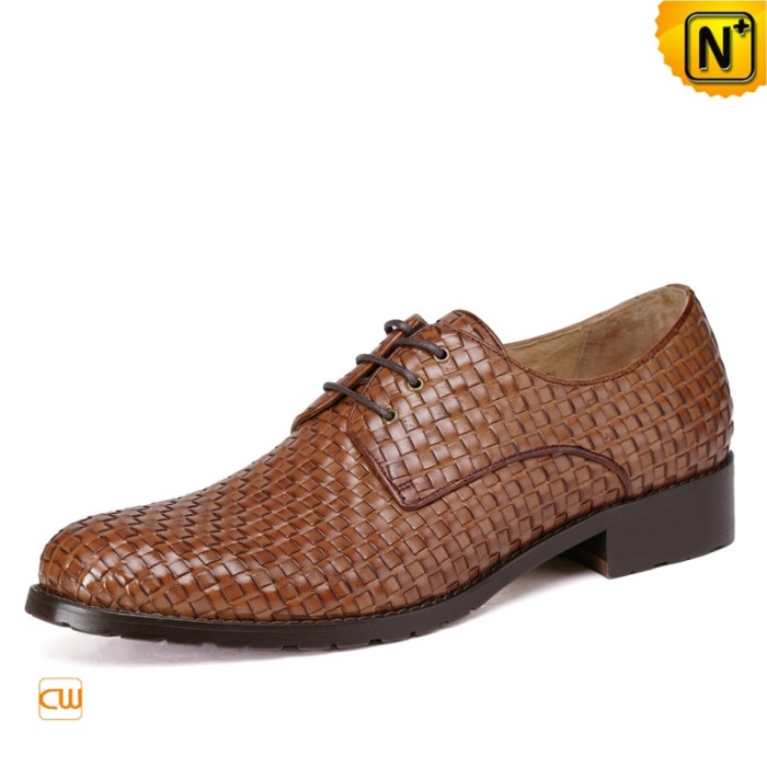 Mens woven leather dress shoes